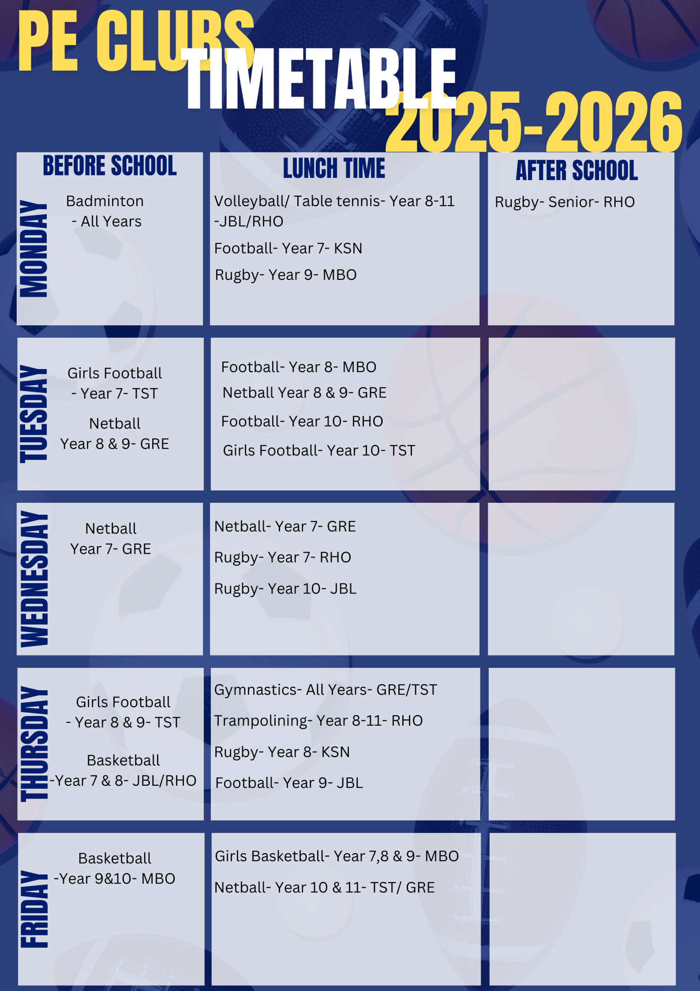 PE clubs