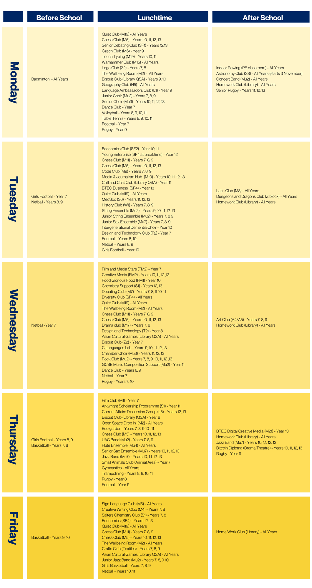 SJL Clubs Autumn 2025